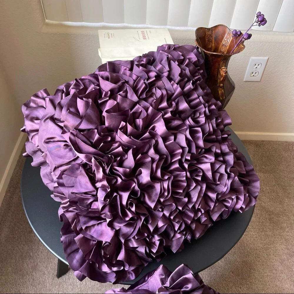 Set of 2 price firm Surya Prom Purple Ruffled Pillow 20x20x4, Down Fill